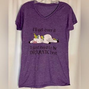 Dramatic Unicorn Purple T Shirt no label I’d say M/L super cute